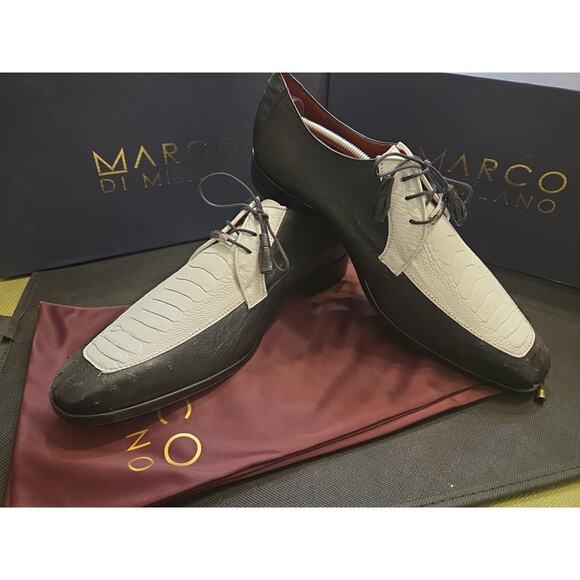 Marco Di Milano Andretti Ostrich Leg Shoes Black / White US 11.5 main image 9